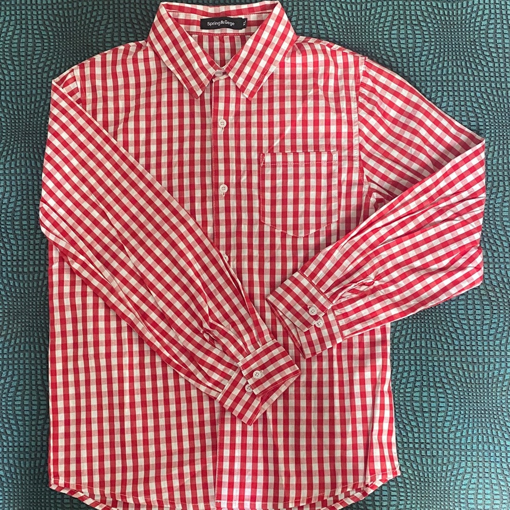 Red Gingham Men's Casual Shirt